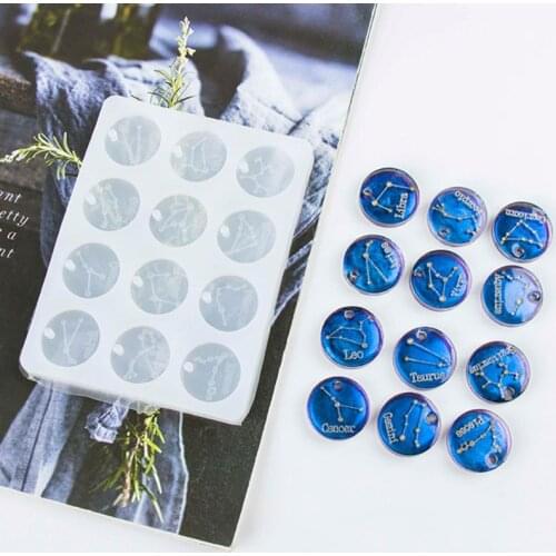 1 PC 12 Constellations Discs Pendant Epoxy Resin Silicone Mold Jewelry Making Tools Decoration Gifts For Friends