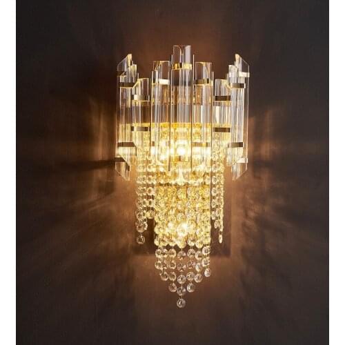 Modern Luxury Wall Lamp for Living Room Nordic Style Bedroom Bedside led wall Light Villa Model Room Designer Crystal lighting