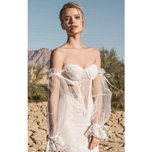 Bridal Sleeves White Perspective Appliqued Bow Wedding Arm Cover Decorate Bridal Tulle Detachable Bridal Sleeves Accessories