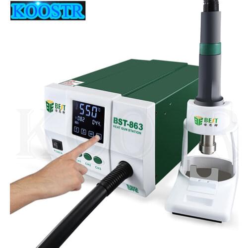 BEST-863 Lead-Free Thermostatic Heat Gun Soldering Station 1200W Intelligent LCD Digital Display Rework Station For Phone Repair
