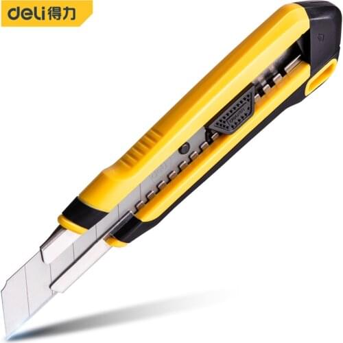 Deli DL025 Utility Knife With Plastic Handle Auto Lock Function Detachable Function Electrician Tools, Office Tools