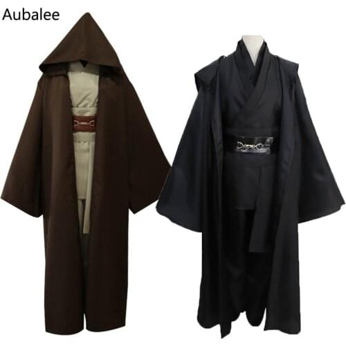 Adult Star Wars Jedi Knight Anakin Cosplay Costume Top Pants Cloak Shoulder Straps Belt Set Halloween Movie Outfit