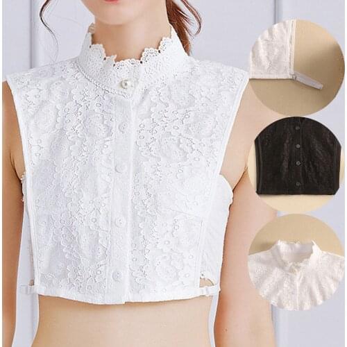 Women Sweet Layeragaric Ruffles Stand False Fake Collar Button Down Half-shirt Lace Fake Collar Detachable Collar Воротник