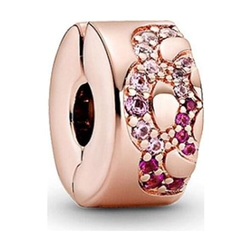 2020 New 925 Sterling Silver Bead Rose Gold Fan Clamp Fit Pan Women Bracelet & Necklace Diy Jewelry