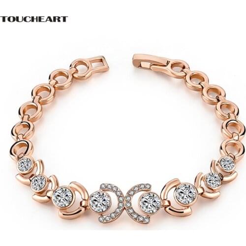 TOUCHEART Love Gold color bracelet charms femme Wedding Fine Jewelry Vintage Crystal Chain & Link For Women Bracelets Sbr160112