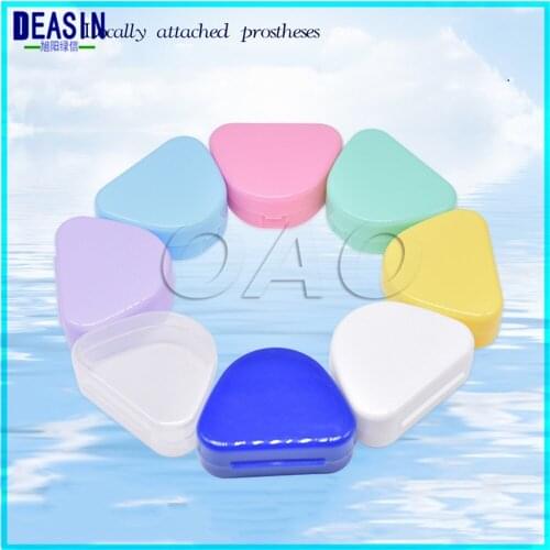 10pcs Denture Bath Box Case Dental False Teeth Storage Box with Hanging Net Container 6 Colors