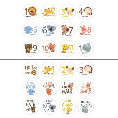 12 Pcs Month Sticker Baby Photography Milestone Memorial Monthly Newborn Kids Commemorative Card Number Photo Props Gifts