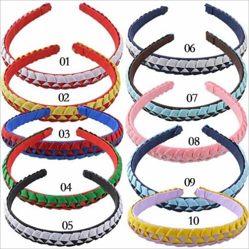 20pcs Preppy Boutique Classic weaving grosgrain ribbon fully lined winding hair bands Basic head bands for woman/girl FJ3134