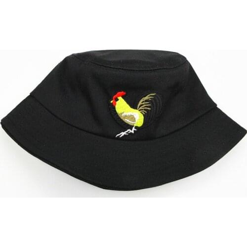 2021 Chicken Animals Embroidery Cotton Bucket Hat Fisherman Hat Outdoor Travel Hat Sun Cap Hats for Men and Women 315