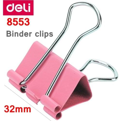 24PCS/BOX Deli 8553 binder clips 1-1/4" (32mm) color clips paper documents clips
