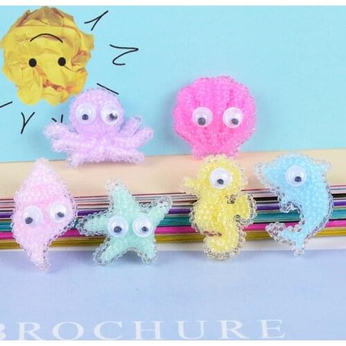 30pcs Cartoon Ocean Animals Octopus Starfish Resin Figurines DIY Craft Supplies Phone Shell Decor Arts Materials Kids Marine Toy