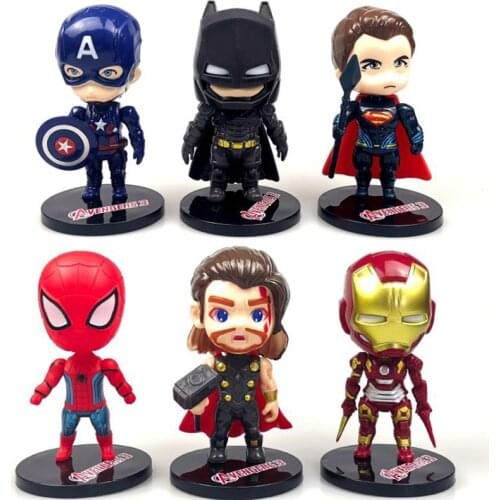 6 Pcs Marvel Super Hero Cake Decoration Birthday Cake Decoration Plastic Spiderman Superhero Iron Man Captain America Decoration