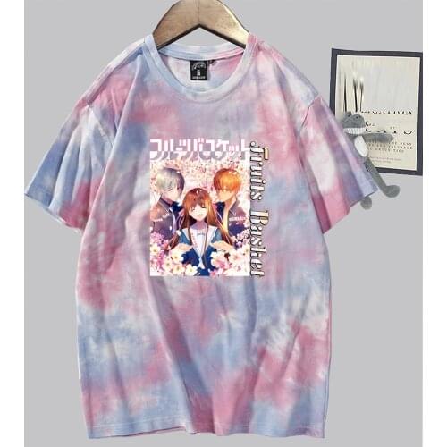 Anime Clothes Fruits Basket T Shirt Sohma Kyo Yuki Tohru Tooru Souma Kyo Manga T-Shirt Harajuku Tie Dye Streetwear Tee