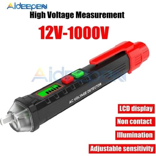 Non-contact AC Voltage Detector 12V-1000V Adjustable Sensitivity Intelligent Identification with Flashlight Voltmeter Test Pen