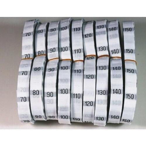 Free shipping garment accessories shoes/hats/T-shirt size label, 1000pcs/roll damask number size tags (70-150)
