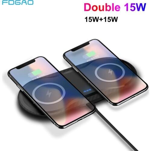 30W Quick Qi Wireless Charger Dock For iPhone 12 11 XR XS X 8 Samsung S21 S20 S9 Airpods Pro Dual 15W Seat Fast Charging Station