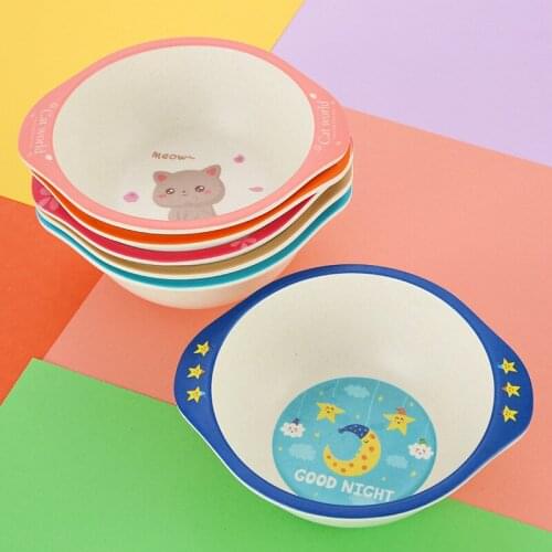 Cartoon Baby Feeding Bowl Bamboo Fiber Animal Bowl Household Cute Eating Bowl Childrens Supplementary Meal Bowl