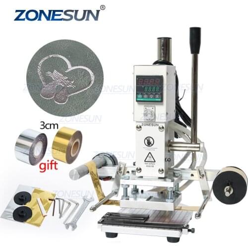 ZS90A Digital Automatic Leather Hot Foil Stamping Machine Manual Embossing Tool Creasing Wood Paper PVC Card Printer DIY