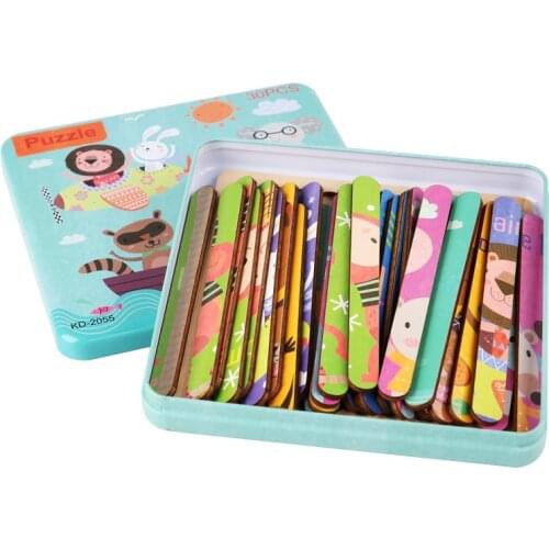 Childrens solid wood cartoon shape jigsaw puzzle toy parent-child interactive game toy