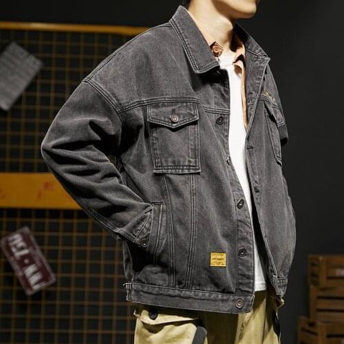 New Nice Spring Cotton Lapel Denim Jacket Men Casual Solid Color Good Quality Jeans Jacket Men Autumn Slim Fit Mens Jackets