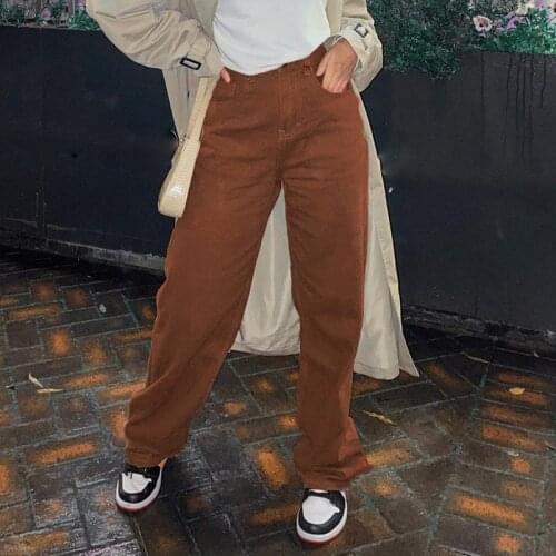 Streetwear High Waist Womens Fashion Solid Jeans Woman Girls Women Wide Leg Pants Trousers Female Jean Femme Clothes