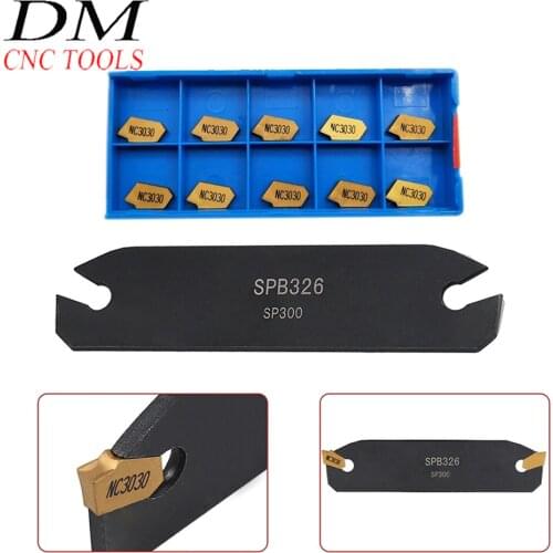 SPB26-3 Parting Grooving Cut-Off Blade Tool Holder 26mm With 10pcs SP300 NC3030 Carbide Inserts Lathe Turning Tools