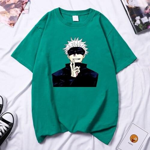 Satoru Gojo Japanese Anime Kawaii Women T Shirt Hip Hop Trendy T-Shirt Comfort Brand T-Shirts 2021 Spring New Women T-Shirt
