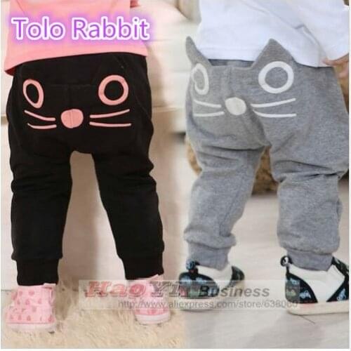 Retail hot sale spring and autumn kids clothing boys girls harem pants cotton owl trousers baby pants