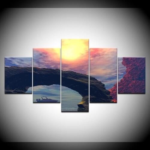 Canvas Painting Landscape red sky at morning 5 Pieces Wall Art Painting Modular Wallpapers Poster Print living room Home Decor