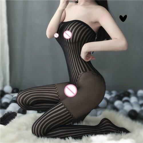 Strapless Bodysuits Sexy Costumes Crotchless Lenceria Hot Erotic Underwear Porno Sex Adult Chemises Women Body Stockings Black