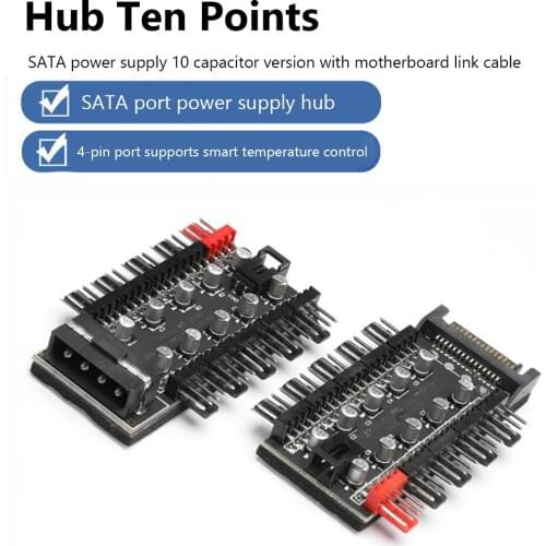 HUB Cooler Speed Controller Splitter Adapter Socket PC Speed Controller Adapter PC 1 to 10 4Pin PWM Cooling Fans