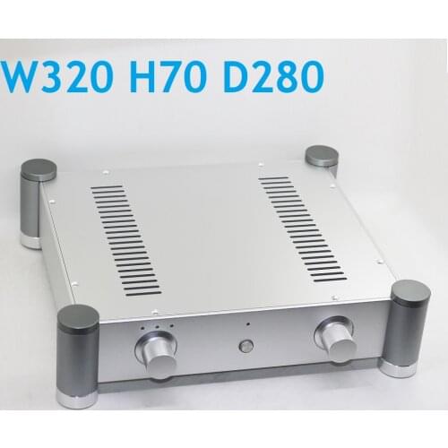 Silver Tube Amplifier Chassis Size D280 W320 H70 All Aluminum Pure Rear Case Tube DIY Preamplifier Chassis WA70