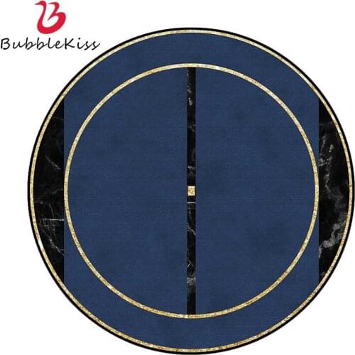 Bubble Kiss Dark Blue Round Carpet Marble Pattern Customize Rugs Modern Living Room Coffee Tables Decor Floor Mat Anti Slip Pad