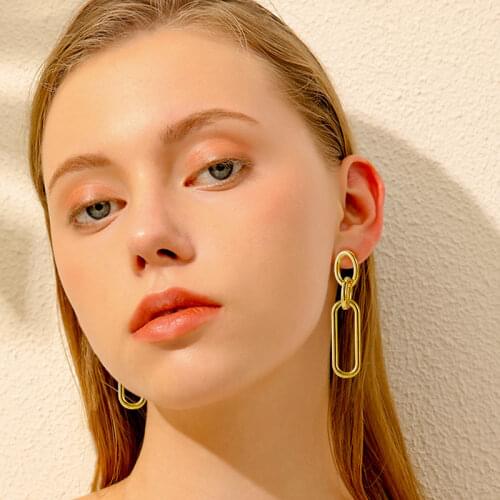 LOVR Fashion Punk Long Chain Earrings 2021 New Tend Earrings For Women Design Earrings Gold Chain Metal Geometric Kshmir Jewelry
