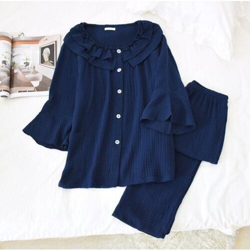 Fashion Ladies Spring and Summer Casual Pajamas Female Princess Suit Sweet and Comfortable Long-sleeved Trousers Suit