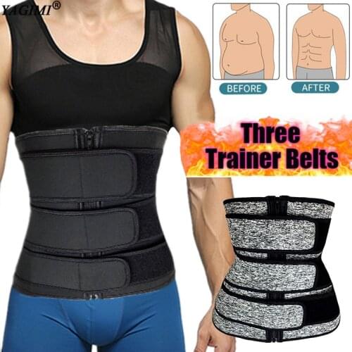 Men Workout Waist Trainer Tummy Slimming Sheath Sauna Sweat Belt Body Shaper Trimmer Belt Abs Abdomen Shapewear Corset Fajas