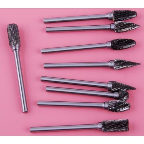 LETAOSK 1/8'' Shank Tungsten Carbide Burrs Hard Metal Drill Bits Cutter Files Set for Power Rotary Tools