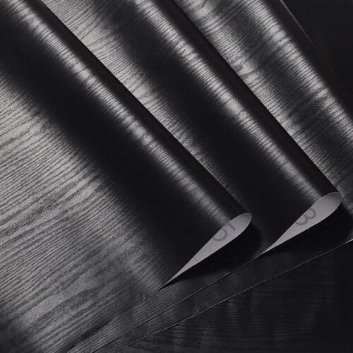 0.4x2M Black Furniture Sticker Wood Grain Self-Adhesive Wall Paper Cabinets Wardrobe Desk Waterproof Wooden Door Renovation Film