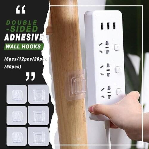 12 pcs Double-sided Adhesive Wall Hook Wall Hooks Hanger Strong Transparent Suction Cup Sucker Wall Storage Holder For Kitchen