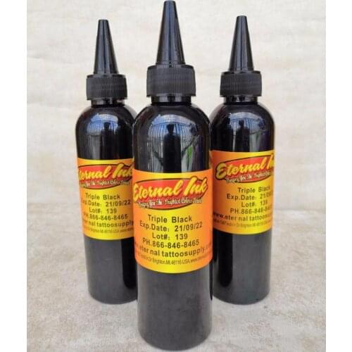 New 3 Bottle 8oz Tattoo Ink Pigments Set Art Body 230ml Black Permanent Beauty Pigment Accessories