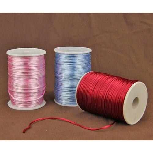 New 2mm 100 Meter Chinese Knot Cord 24 Colors Rattail Satin Braided String Jewelry Findings Beading Rope for DIY Fashion Crafts