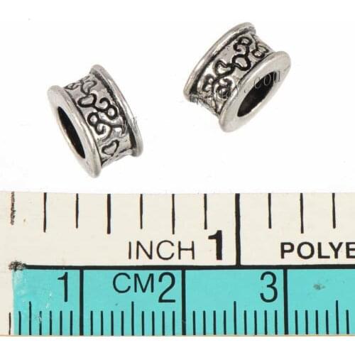 Charms Beads Cords Bracelets DIY Customize Bangles Round Flower Plants Silver Alloy 5mm Hole Jewelry Company &Findings 40pcs