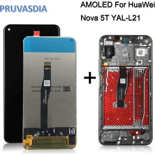 Original Screen For Huawei Nova 5T LCD Display Touch Screen Digitizer Parts For Huawei Nova5T YAL-L21 L61A L61D LCD With Frame