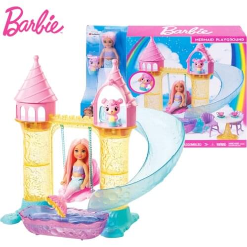 Original Barbie Mermaid Small Chelsea Castle Playset Toy Doll Accessories Girls Dolls House Toys for Children Birthday