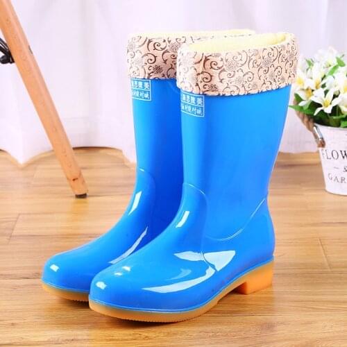 Autumn and Winter Warm Women Rain Boots Platform Cotton Detachable Female Wellies Waterproof Cheap Boots