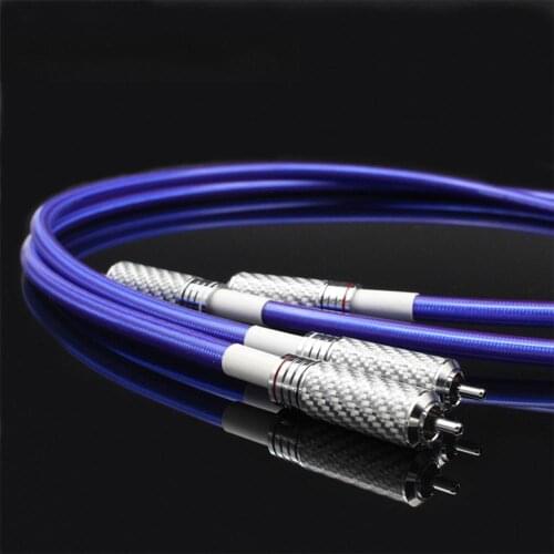 A Pair Hi End Single Crystal Copper Silver Plated RCA Interconnect Audio Cable DIY Rhodium Plating Plugs