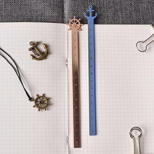 Gift Beautiful r11 Brass Rudder Boat Anchor Bookmark For Kids Creative Cute Ruler