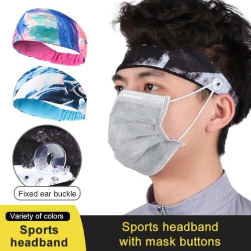 Cycling Sweatband Adult Men Women Ears Protection Headband Button Holder Running Elastic Hair Band Headwears