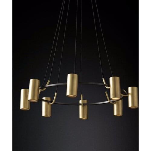 American RH Luxury Copper Lustre Led Chandelier Living Room Luminaria Plate Pendant Chandelier Lighting FIxtures Indoor Lighting