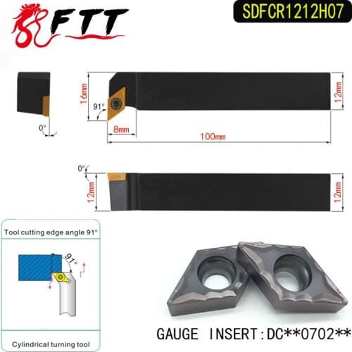 SDFCR1212H07 91 Degrees External Turning Tool Holder For DCMT070204 Used on CNC Lathe Machine